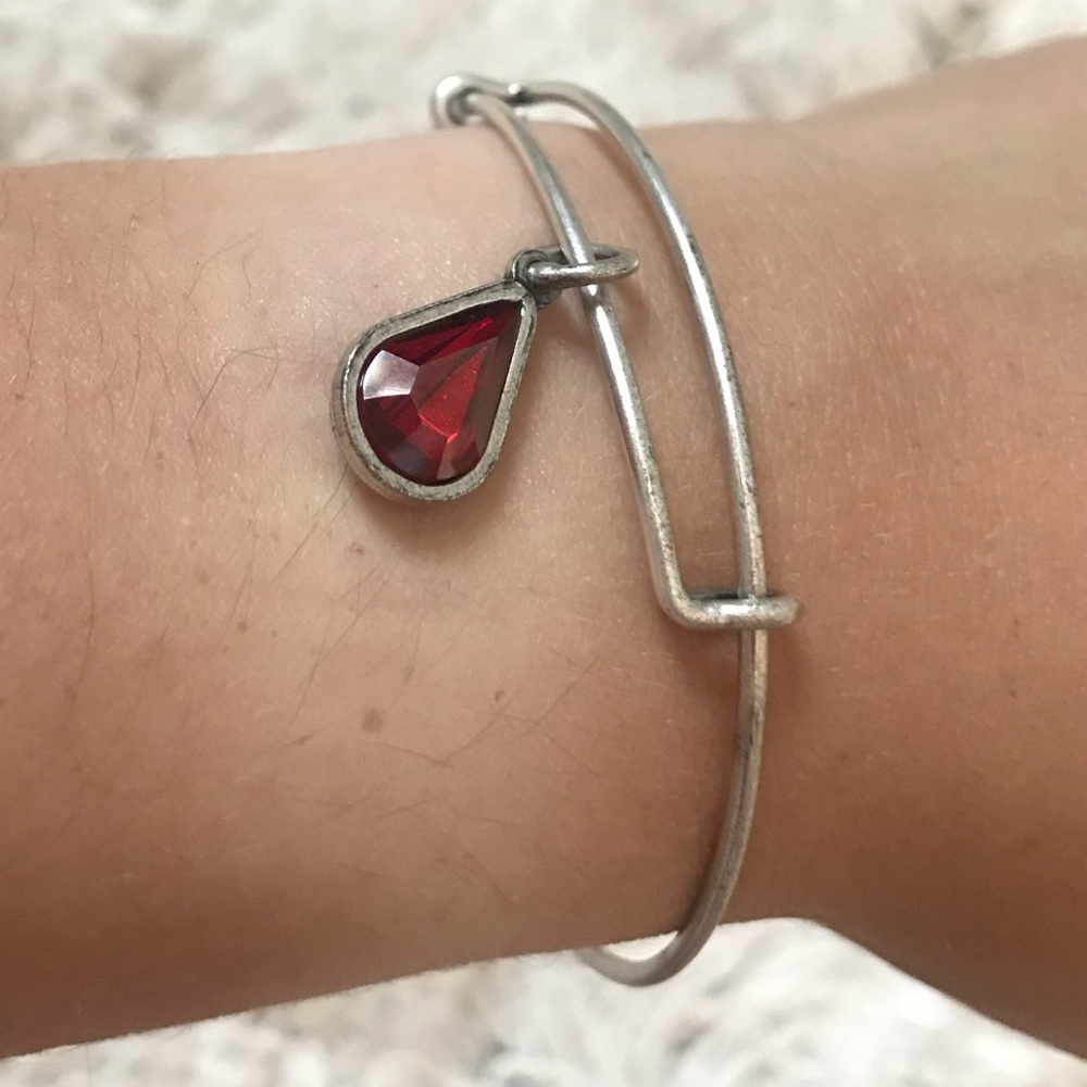 Alex and Ani silver bracelet with garnet stone